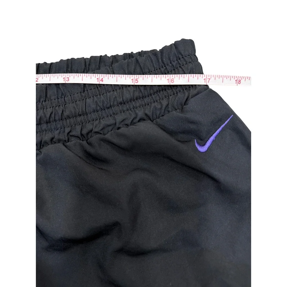 Vintage Nike The Athletic Dept Black Track Pants Purple Piping Swoosh Mens Large